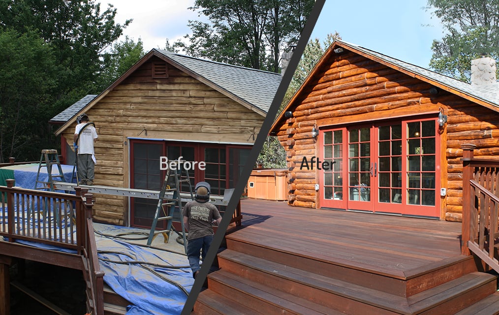 Log Home Staining Sealing Montana Log Home Restoration